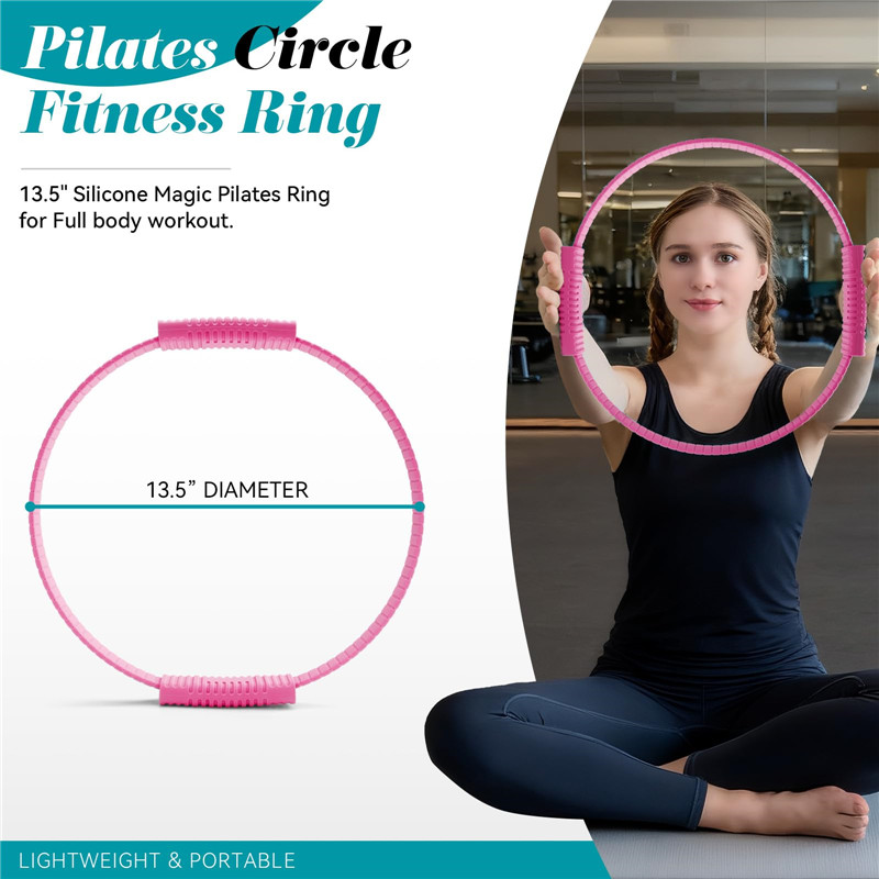 Pilates Yoga Circle - Eco-vriendelijke siliconen yogaring met dubbele handgreep,